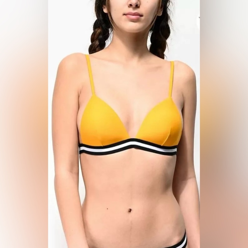 Malibu Finish Line Yellow Triangle Bikini Top